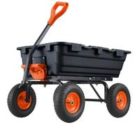 Chariot à Benne Basculante Charge max 400 kg, Brouette de Jardin 3 Grandes Roues Pneumatiques, Chariot de Transport - Noir