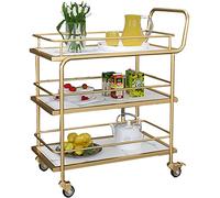 Chariot à boissons sur roulettes, support de service à 2/3 niveaux avec roulettes verrouillables, bois et métal, rangement de cuisine et de salon, meuble utilitaire multifonction