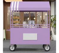 Chariot à bonbons à 2 niveaux pour fêtes - Support de nourriture de rue violet avec roulettes 100 cm Idéal pour les magasins, les marchés, les bureaux et les théâtres - Présentoir à gâteaux