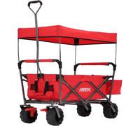 Chariot À Bras Pliable Avec Toit Utilitaire Pliable Avec 2 Poches En Filet Et Une Poche Extérieure Jusqu'à 100 Kg De Capacité De Charge Gris