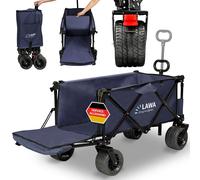 Chariot à bras pliant sans toit 100 kg chargeable avec freins roues larges chariot à bras pliant extérieur transport de chien chariot