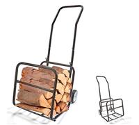 Chariot à bûches 2 en 1 FISHTEC porte-bûches amovible charge 50 kg roues 15 cm transport bois de chauffage
