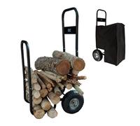 Chariot à bûches à roulettes - adapté aux bûches de 33 et 50 cm - charge max 150kg - bâche de protection incluse