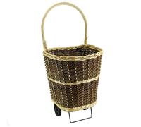 Chariot à bûches en osier FACILITYS marron 55 L avec roulettes 92 x 46 x 43 cm