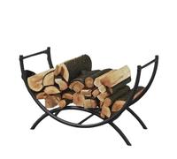 Chariot à bûches pour bois de chauffage avec grandes roues, transporteur de chariot en acier pour transporter facilement la cheminée, le bois de foyer noir D