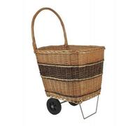 AUBRY GASPARD Chariot à bûches à roulettes en Osier Bicolore