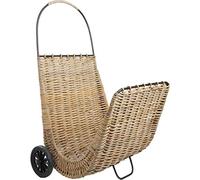 Chariot à bûches sur roulettes en poelet naturel