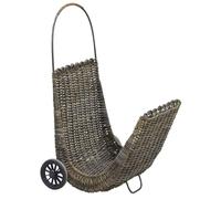 Chariot à bûches sur roulettes en rotin (Croco)