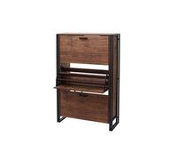 Meuble À Chaussures Hwc-A27, Armoire À Chaussures, 122x77x29cm Structure 3d 3 Volets Aspect Chêne Sauvage Multicolore