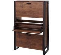 Meuble À Chaussures Hwc-A27, Armoire À Chaussures, 122x77x29cm Structure 3d 3 Volets Aspect Chêne Sauvage Multicolore