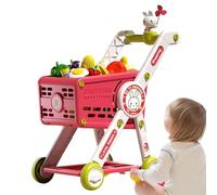 Chariot à courses pour 1-3 - Chariot jouet avec fausse nourriture pour petite enfance - faux chariot pour jeux de rôle pour anniversaires, fêtes de maternelle mâles
