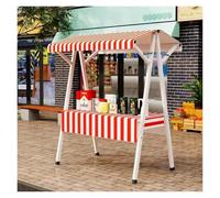 Chariot à dessert pliable - Support de concession d'extérieur avec auvent, cabine de présentation de nourriture portable pour festivals de cuisine de rue