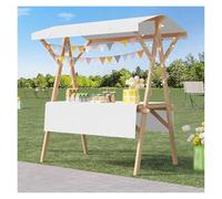 Chariot à dessert vintage en bois avec étagère pour présentation de nourriture de fête et rangement de nappe