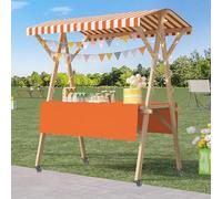 Chariot à dessert vintage en bois massif avec étagère et roulettes pour nappes et présentoir à desserts, facile à assembler pour fêtes, anniversaires, mariages