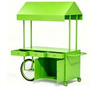 Chariot à Desserts Mobile avec Auvent, Chariot de Vente Alimentaire Style Vélo avec Armoire de Rangement et Tiroirs, Stand Portable pour Gourmandises lors d’Événements, Marchés et Fêtes(Green)