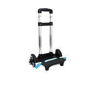 Chariot à dos pliable avec 6 roues en alliage d'aluminium léger pour cartable d'école, chariot de voyage à roulettes Bleu
