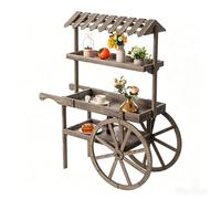 Chariot À Fleurs en Bois À roulettes Support de Plantes Mobile Intérieur Extérieur Chariot de Marché Portable Vente Fleur pour Présenter Bonbons Fleurs Objets Décoratifss Plantes