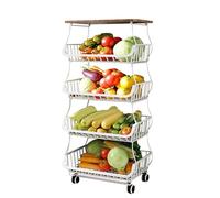 Chariot à goûter avec roues, chariot à manger, panier à légumes, organisateur de fruits, chariot de rangement sur roues pour fruits, pommes de terre, oignons, collations