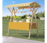 Chariot à goûter pliable avec auvent | Stand de vendeur en bois léger pour crème glacée, hot-dogs, desserts | Présentoir portable pour aliments de 120 cm, jaune