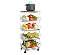 Chariot à légumes, chariot à collations avec roues, panier pour chariot à légumes - organisateur de fruits de cuisine, chariot de rangement sur roues pour fruits, pommes de terre, oignon, collations