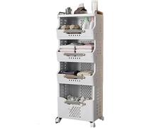 Chariot à linge à roulettes pliable à 4 niveaux avec poignée et roulettes, panier d'organisation multifonctionnel pour cuisine, bureau, salle de bain