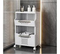 Chariot à linge à roulettes pliable à 4 niveaux avec poignée et roulettes, panier d'organisation multifonctionnel pour cuisine, bureau, salle de bain