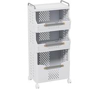 Chariot à linge à roulettes pliable à 4 niveaux avec poignée et roulettes, panier d'organisation multifonctionnel pour cuisine, bureau, salle de bain