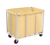 Chariot à linge commercial avec roulettes, 11,35 buissons, grand rouleau avec panier amovible doublé en toile imperméable, acier inoxydable robuste pour hôtels et hôpitaux