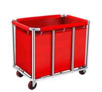 Chariot à linge commercial avec roulettes, grand bac à linge à rouler de 29,3 cm avec doublure en toile imperméable amovible, paniers à linge robustes en acier inoxydable pour hôtels et hôpitaux