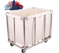 Chariot à linge commercial avec roulettes, grand panier doublé en toile imperméable pour une utilisation intensive