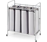 chariot à linge en 4 parties Trieur à linge commercial, capacité de charge 20 kg Chariot à linge, Séparateur de linge sur roulettes, Système de tri du linge mobile Bac à linge Armoire à linge