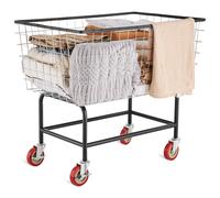VEVOR Chariot à linge en fil métallique – Panier mobile 158 L, cadre acier, roulettes