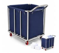 Chariot à Linge, Panier Linge Acier Inoxydable Roues et Poignée 90×65×81Cm | Grand Panier à Professionnel Chariot Tri Du étanche Antirouille Démontable Pour Maison L'hôtel Buanderie Capacité 120Kg