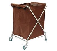 Chariot à linge pliable robuste avec roulettes verrouillables Panier amovible en acier inoxydable Idéal pour les services de nettoyage Grande capacité 4 compartiments