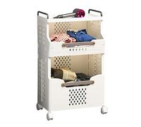 Chariot à Linge Roulant 4/5 Niveaux avec roulettes, Panier à Linge en Plastique avec poignées, Rangement Compact pour buanderie, dortoir, Chambre - Blanc (41,6 x 29,7 x 68,3 cm)