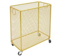 Chariot à linge roulant, panier à linge en métal sur roulettes avec couvercle, panier de rangement portable pour salon, salle de bain, placard