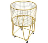 Chariot à linge roulant, panier à linge en métal sur roulettes avec couvercle, panier de rangement portable pour salon, salle de bain, placard