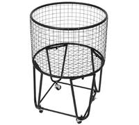 Chariot à linge roulant, panier à linge en métal sur roulettes avec couvercle, panier de rangement portable pour salon, salle de bain, placard