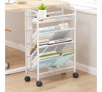 Chariot à livres à roulettes, chariot multifonction en métal, étagère mobile sur roulettes, assemblage facile, nizer polyvalent pour la maison et le bureau, présentoir d'angle, nizer de bureau