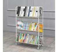 Chariot à livres, étagère mobile en métal avec roulettes, chariot de rangement multifonction pour bureau, salle de classe, bibliothèque et salle d'étude