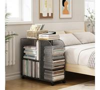 Chariot À Livres Roulant avec roulettes, Étagère De Rangement Mobile À 3 Niveaux De Grande Capacité, Structure Métallique Robuste Et Résistante, Idéal pour La Maison(Black)