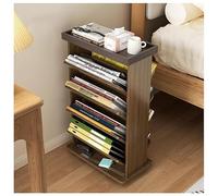 Chariot à Livres Roulant, Chariot de bibliothèque, étagères inclinées en V Double Face avec roulettes verrouillables pour la Maison, Le Bureau et l'école(Brun)