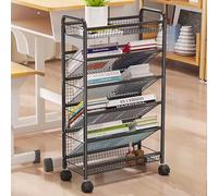 Chariot à livres roulant, chariot en métal multi-usages, étagères mobiles sur roulettes, facile à assembler, nizer polyvalent pour la maison et le bureau, support de présentation, nizer de bureau.