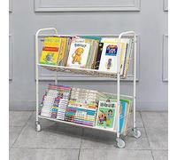Chariot à livres roulant, étagère de rangement mobile avec roulettes, chariot multifonction en métal pour bureau, salle de t bibliothèque