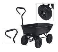 vidaXL Chariot à main à bascule de jardin 300 kg 75 L Noir