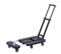 Chariot à Main à Plate-Forme, avec 6 Roues en PU, châssis rétractable, adapté aux Stands, au Camping, Shopping, déménagement(Black)
