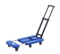 Chariot à Main à Plate-Forme, avec 6 Roues en PU, châssis rétractable, adapté aux Stands, au Camping, Shopping, déménagement(Blue)