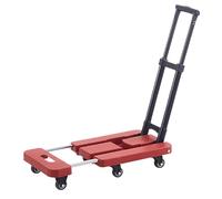 Chariot à Main à Plate-Forme, avec 6 Roues en PU, châssis rétractable, adapté aux Stands, au Camping, Shopping, déménagement(Red)
