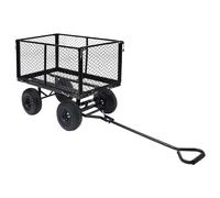 Chariot à main - Noir - Acier durable - 350 kg - Grandes roues pneumatiques - Jardinage