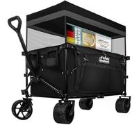 Chariot à Main de Transport Pliable; Buggy de Plage jusqu'à 90 L et 150 kg ; Roues XXL avec Frein ; Chariot de Camping pour Le Jardin et l'extérieur ; poignée réglable (Noir)